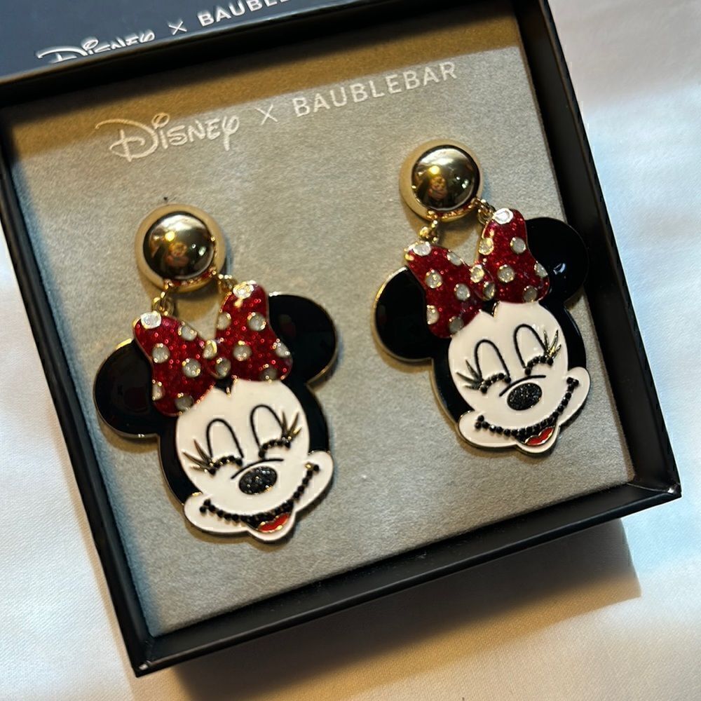Earrings Disney Baublebar Minnie Post Hearts Sparkling Rhinestones Pierced